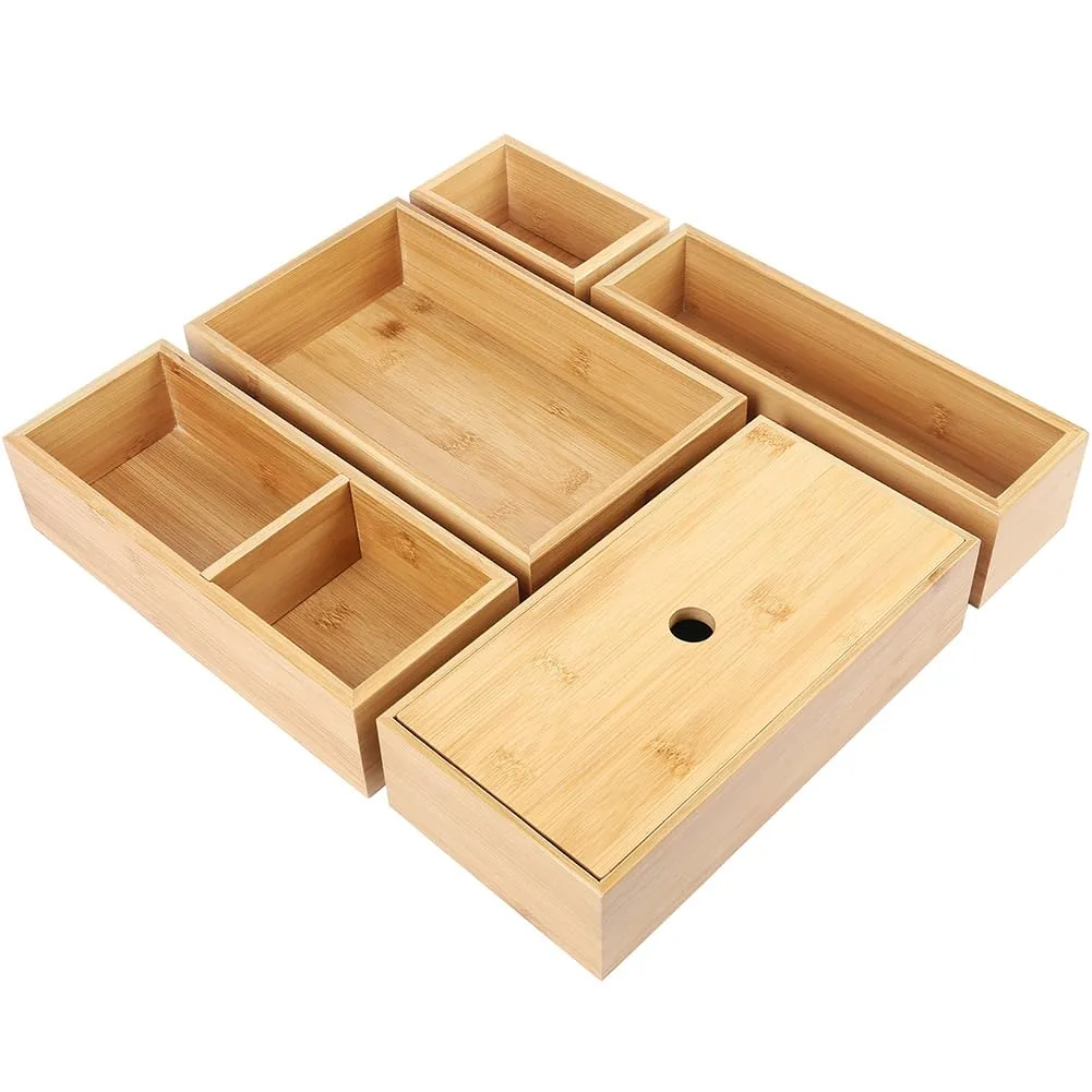 Bambusi bamboo drawer organizer set