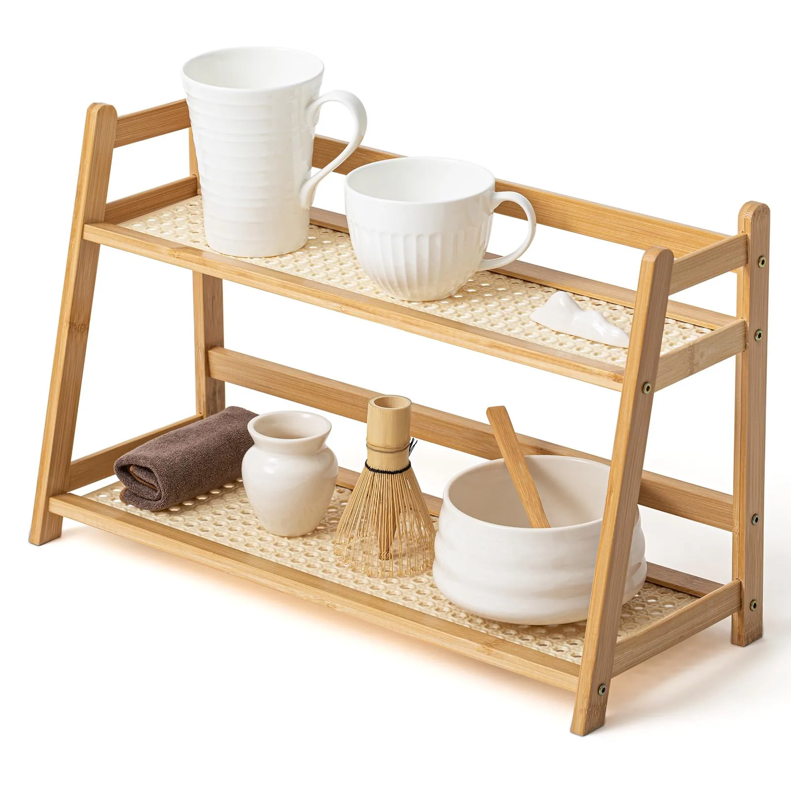 Hanamya bamboo countertop storage shelf