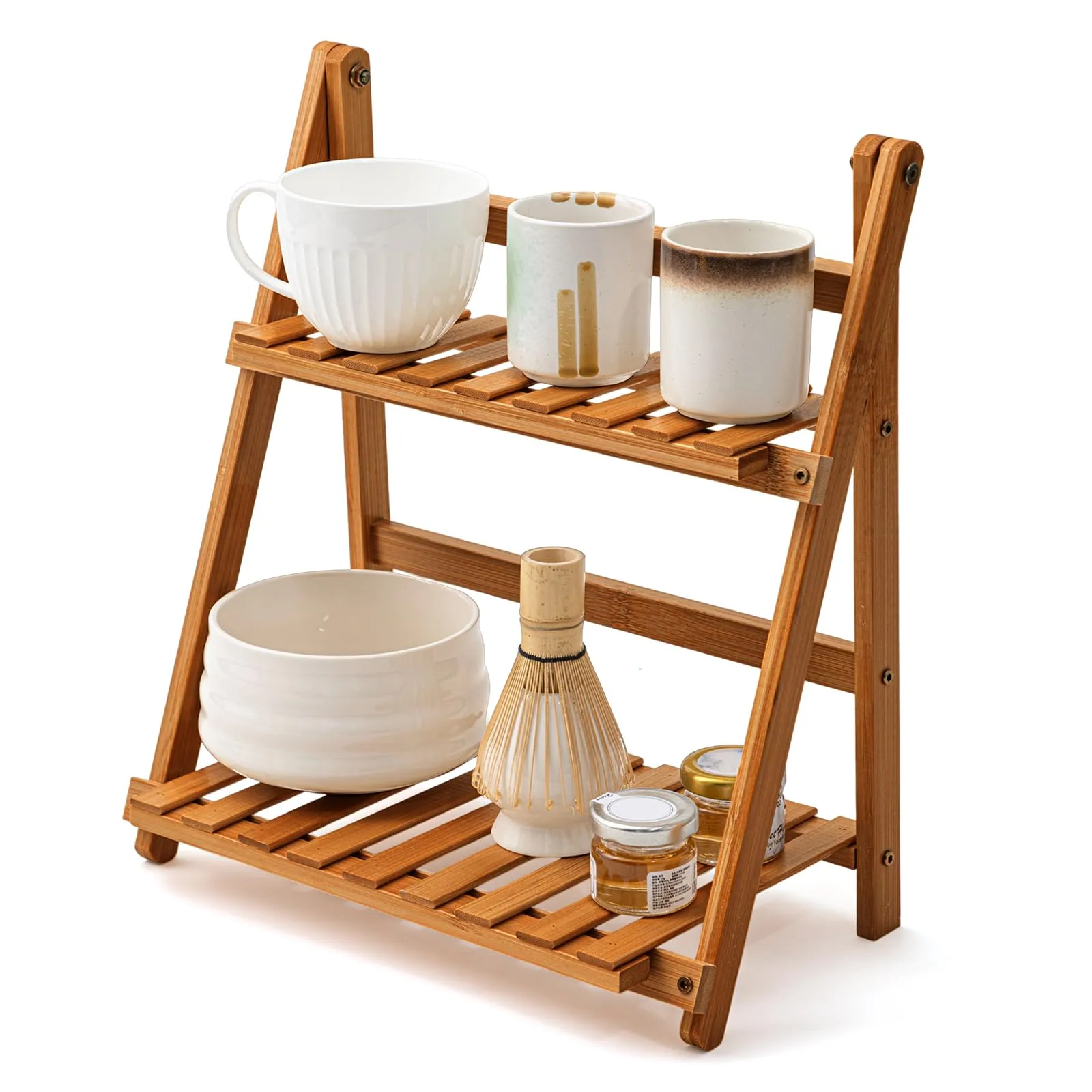 Hanamya bamboo countertop storage shelf image 3