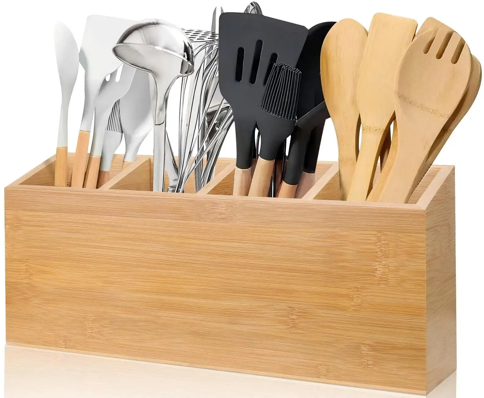 Hanamya bamboo kitchen utensil organizer image 2