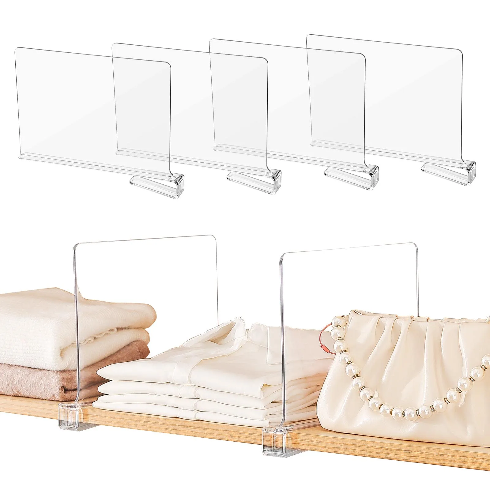 mDesign stackable closet shelf divider image 3