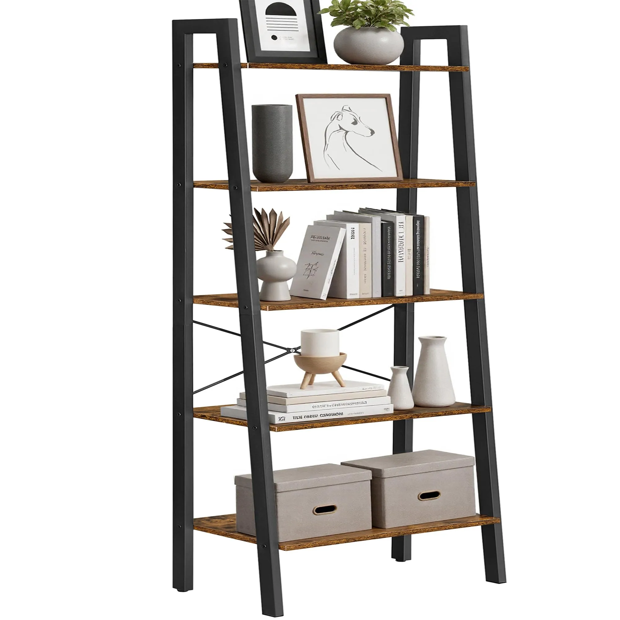 VASAGLE industrial ladder shelf image 3